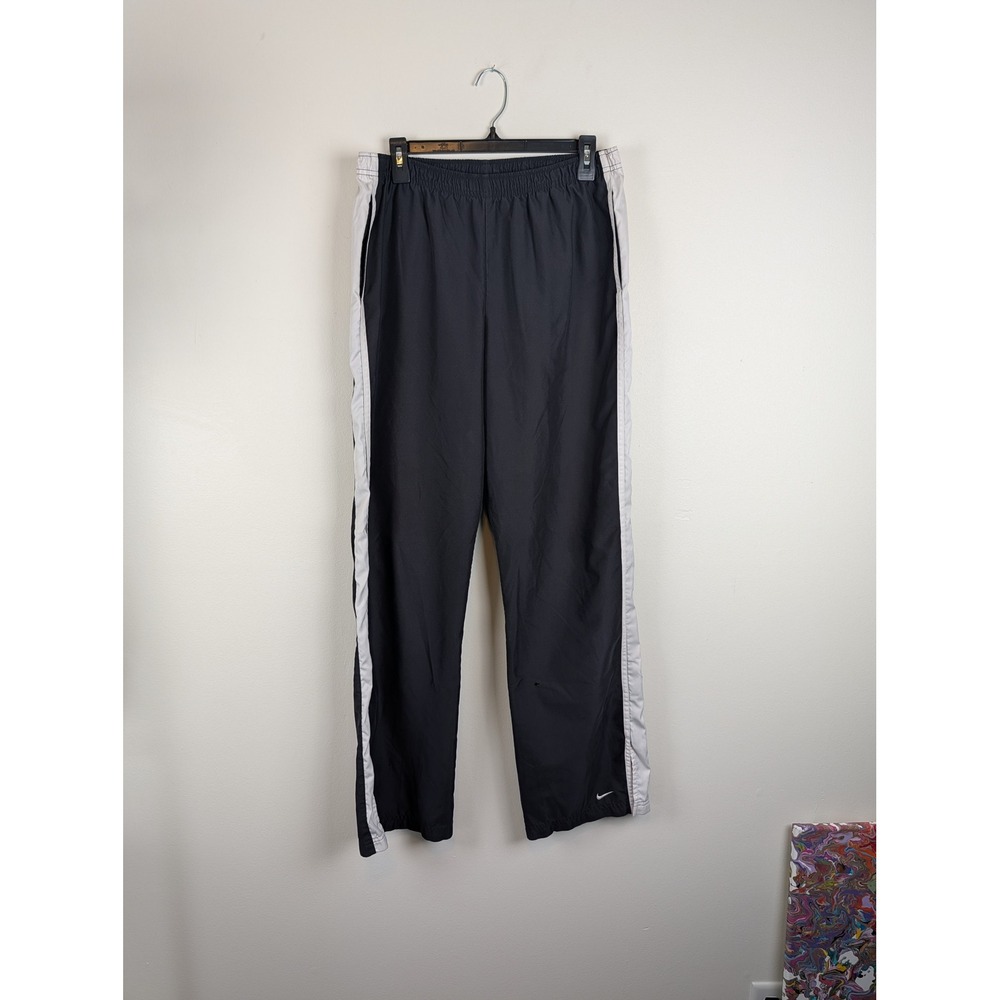 Nike Mens Track Pants Black White Side Stripe Athletic Training Large CA05553